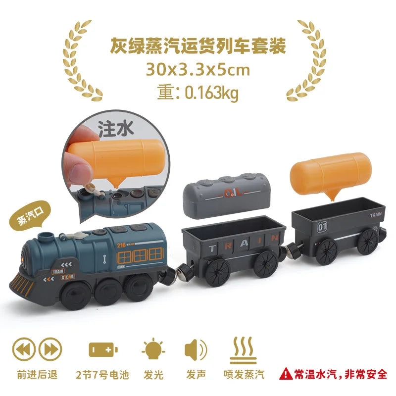 Set Trenini Elettrici Per Ferrovia In Legno Pista Del Treno Regalo Di Natale Per Bambini