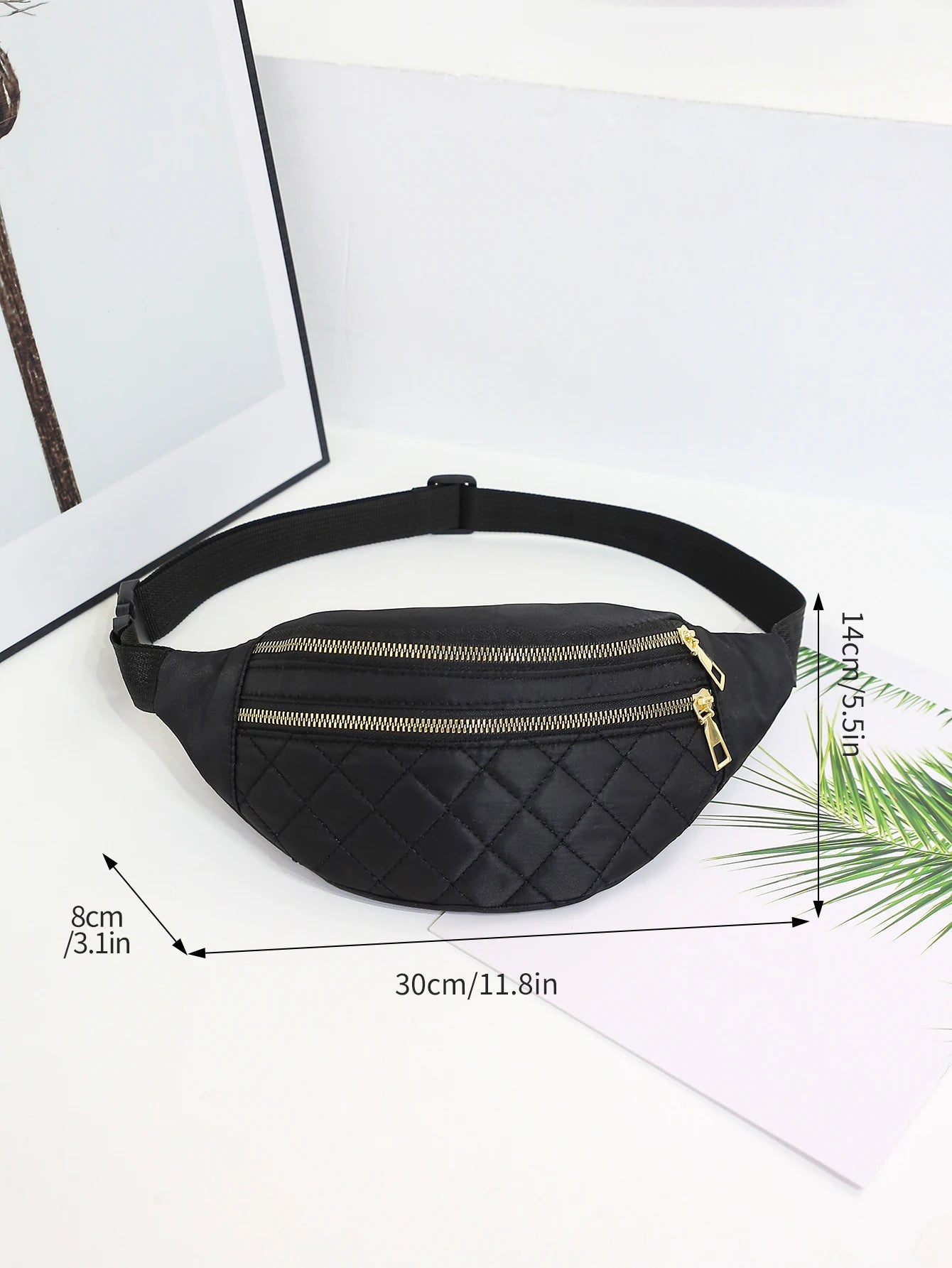 Marsupio da Donna in Nylon Borsa da Viaggio a Tracolla con Tasca da Cintura e Spazio Interno Multifunzionale