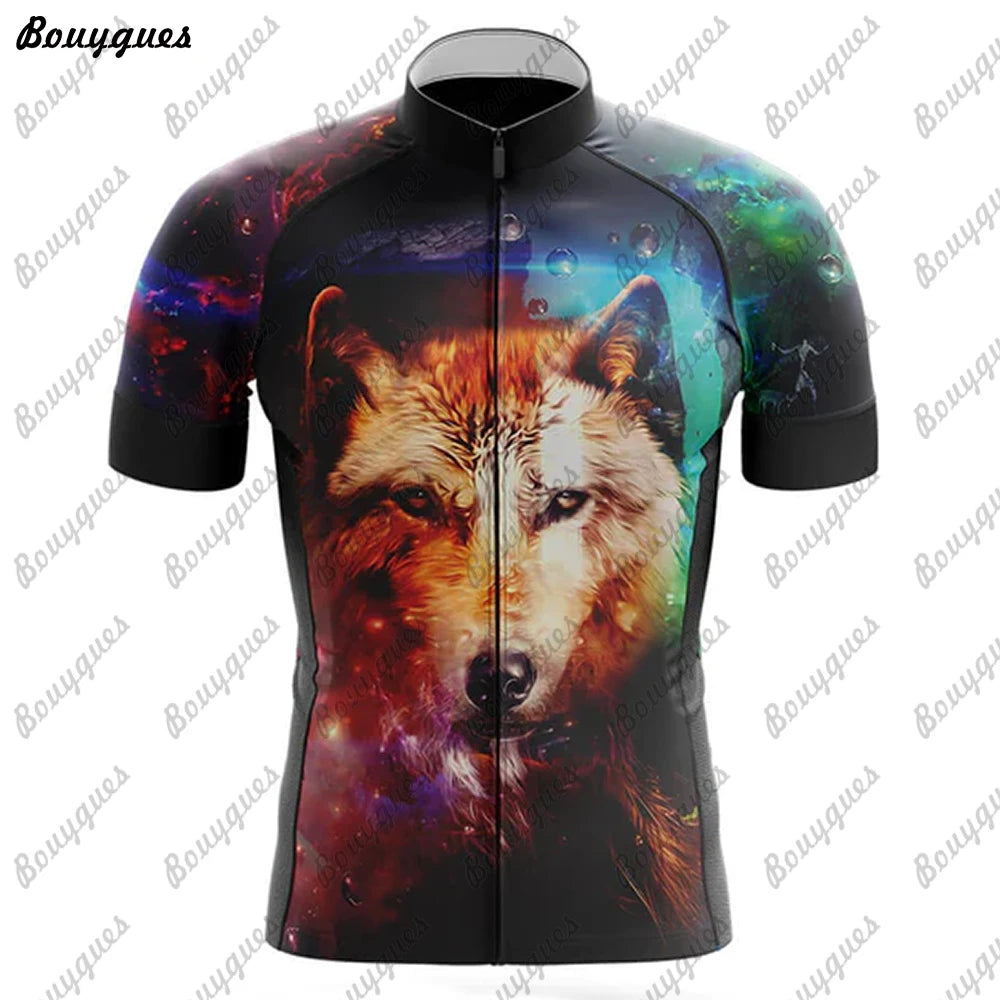 Maglia Ciclismo Uomo Wolf Pro Team MTB Downhill Alta Qualita Tricot Traspirante Con Tasche E Asciugatura Rapida