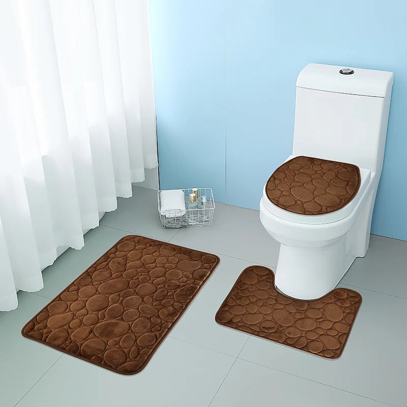 Set Da Tre Tappetini Da Bagno In Microfibra Antiscivolo Assorbenti In Tinta Unita Comodi E Morbidi