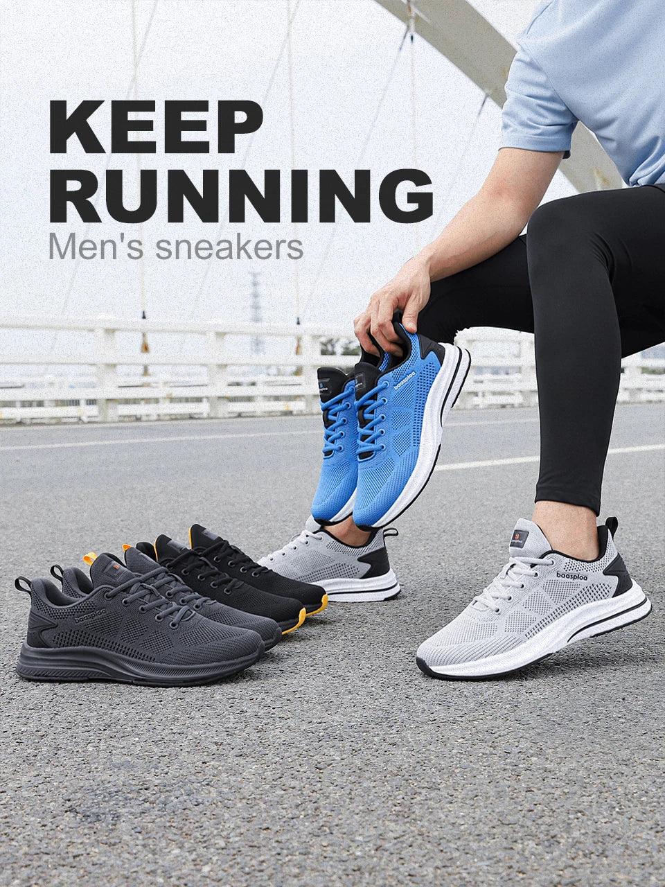 Baasploa Scarpe Da Corsa Uomo Leggere In Mesh Traspiranti Con Lacci Per Attività All Aperto