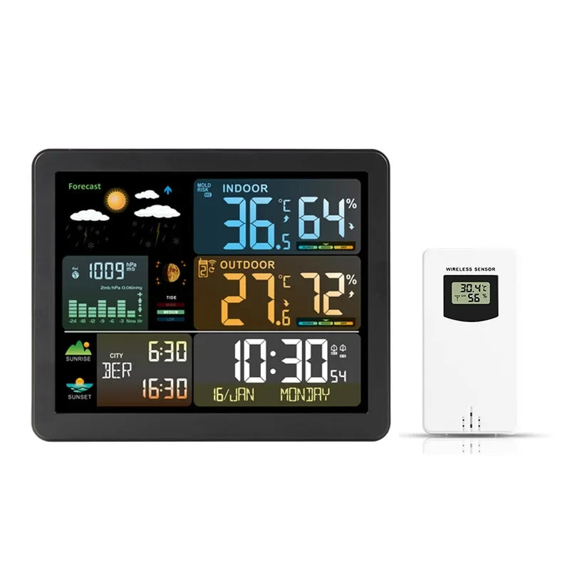 Orologio Stazione Meteorologica Digitale Misuratore Di Temperatura Umidità Interni Previsioni Meteo Wireless Telehill