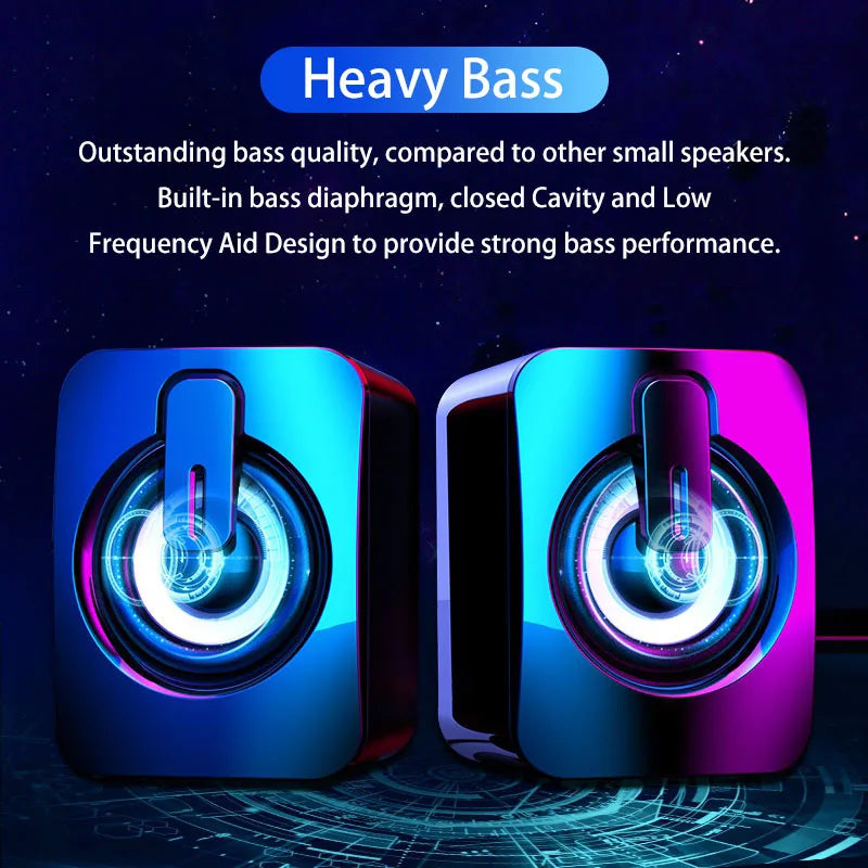 Altoparlanti PC USB Con Microfono Stereo HiFi Suono Premium Luce LED Per Desktop Studenti Appassionati