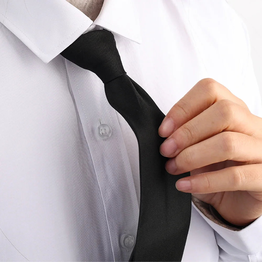 Cravatta Unisex Nera Con Clip Per Camicia Uniforme Da Stewards Matte Adatta A Uomo E Donna