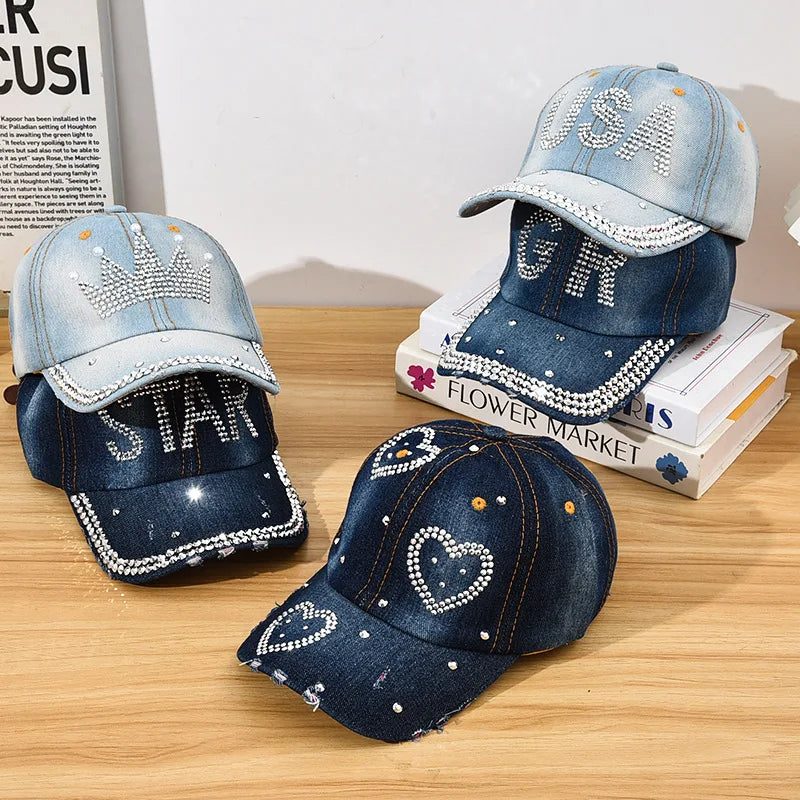 Cappellino Da Baseball Con Diamanti Y2K Motivo Stelle Regolabile Chiusura Posteriore Unisex Design Casual Moda Quotidiana