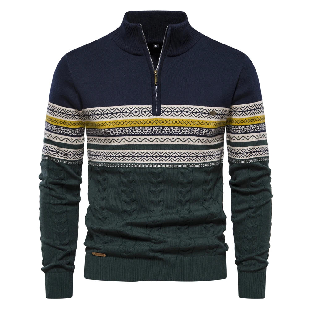 Maglione Con Cerniera Da Uomo In Cotone Alta Qualità Per Autunno Inverno Caldo Con Motivi Etnici