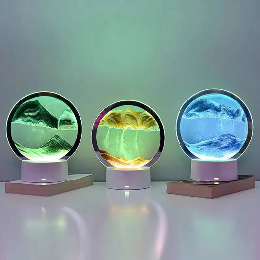 Clessidra Creativa Sabbie Mobili Luminose e Pittura Paesaggistica Ornamento Per Soggiorno Ufficio Luce Lusso Regalo