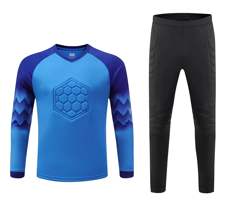 2023 uomo bambino portiere di calcio uniforme spugna protettiva manica lunga allenamento di calcio portiere top maglia da calcio pantaloni personalizzati