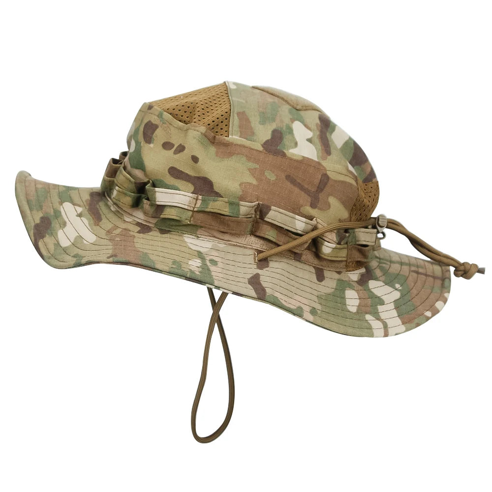 Cappello Boonie Camouflage Protezione Solare Traspirante Antivento Uomo Per Escursionismo Pesca Caccia