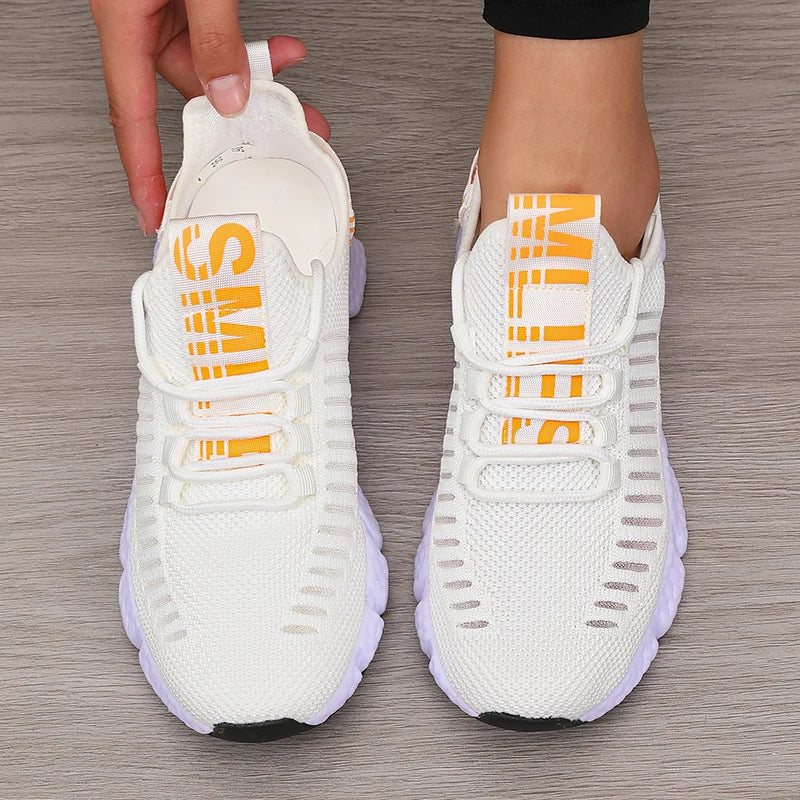 Scarpe Da Ginnastica Da Donna Traspiranti Morbide Con Lacci Basse Da Passeggio Per Esercizi Alla Moda Flessibili