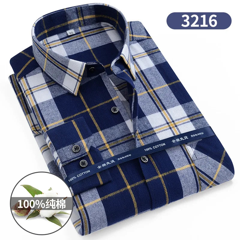 Camicie Da Uomo In Flanella Scozzese A Quadri Manica Lunga In Cotone Taglie Dalla S Alla XL Vestibilita Standard E Casual