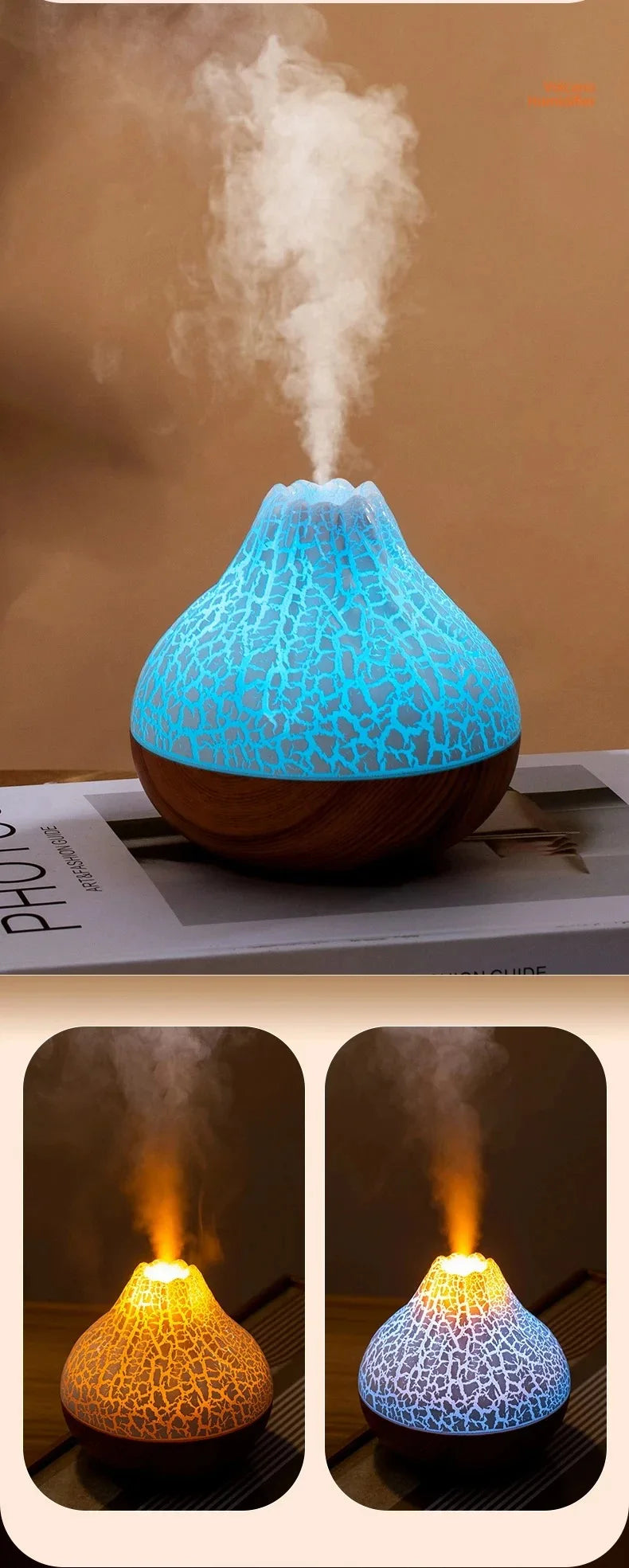 Umidificatore Aria 300ml Diffusore Per Aromaterapia Nebbia Da Tavolo USB Con 7 Luci Notturne Colorate