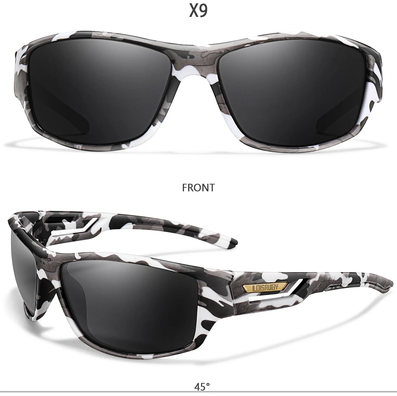 LOISRUBY Occhiali Da Sole Polarizzati Da Pesca Uomo Camouflage Guida Sport All Aperto Ciclismo E Corsa UV400 Attrezzatura