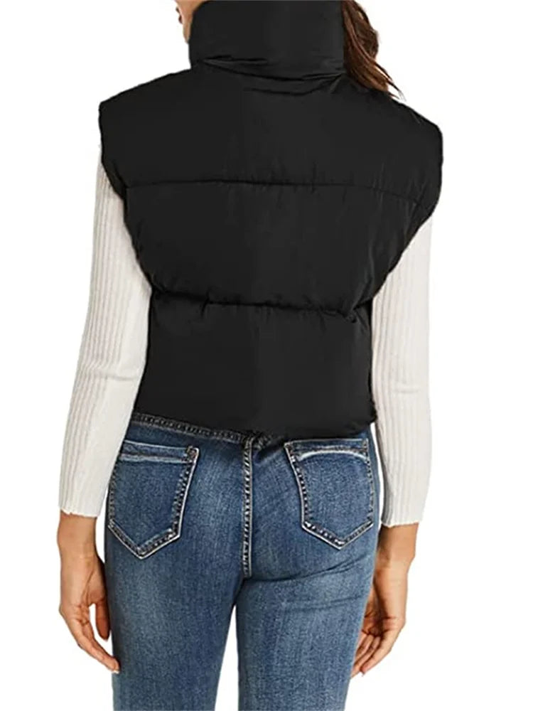 Gilet Da Donna Senza Maniche Autunno Inverno Cappotto Corto Caldo Con Colletto A V Giacca Capispalla Di Moda