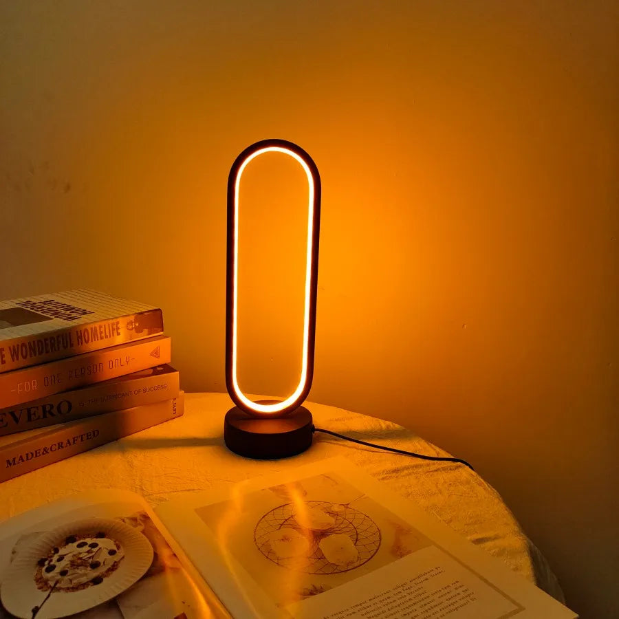 Lampada Ad Anello Dimmerabile Tre Colori Per Camera Da Letto E Soggiorno Comodino Luce Notturna A LED Nero