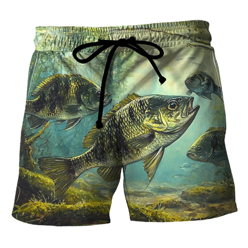 Pantaloncini Da Spiaggia Con Grafica Pesce Alla Moda Stampa 3D Per Pesca Casual Traspiranti Ad Asciugatura Rapida Uomo