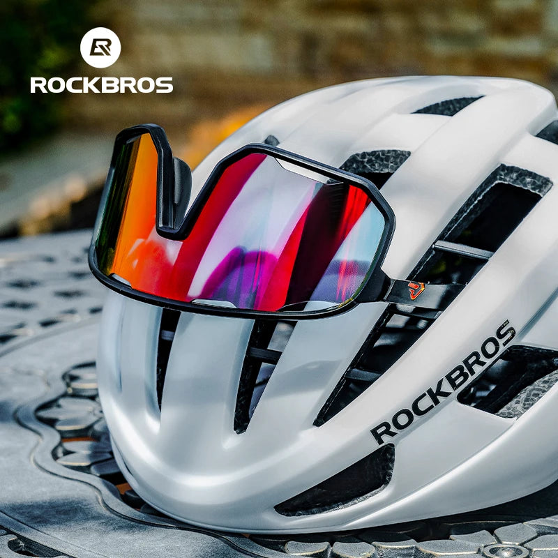 Rockbros Occhiali Da Ciclismo Unisex Polarizzati Fotocromatici Da Sole Con Montatura Grande UV400 E Due Lenti