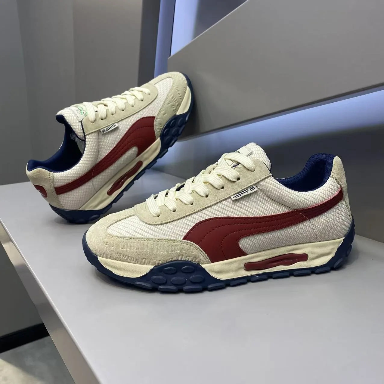 Sneakers Casual Uomo Designer Retro Scarpe Da Corsa In Microfibra Tessuto Pelle Traspirante Con Plateau Interno