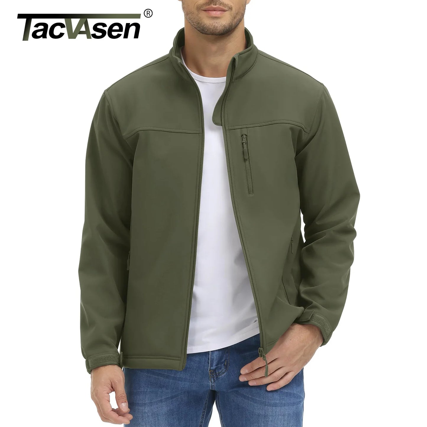 TACVASEN fodera in pile impermeabile giacca a vento giacche da lavoro invernali da uomo tasca con cerniera cappotti Casual capispalla con Zip intera top