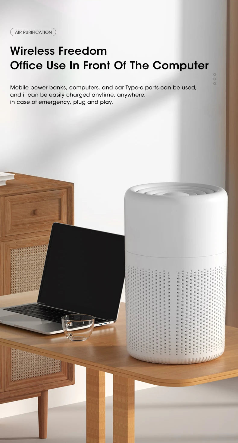 Mini Purificatore D'Aria Da Tavolo Solare Portatile Con Filtro HEPA Deodorante Per Ambienti Rimozione Odori