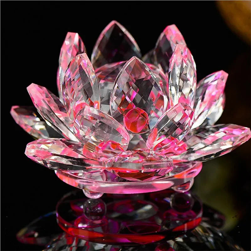 Fermacarte In Cristallo Di Quarzo Fiore Di Loto 80mm Artigianato In Vetro Feng Shui Decorazioni Per Casa Regalo