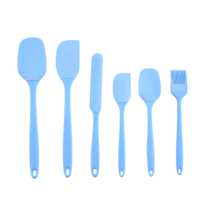 Set Di Utensili Da Cucina In Silicone Sei Pezzi Con Spatola Raschietto Integrato Per Crema Spazzola Per Olio