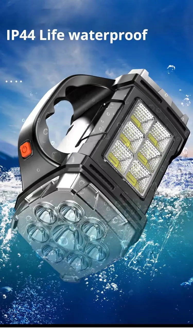 Torcia Portatile Potente Ricaricabile USB Con Luce Solare Led E Lavoro Cob Campeggio E Carica Telefono Con 4 Modalità