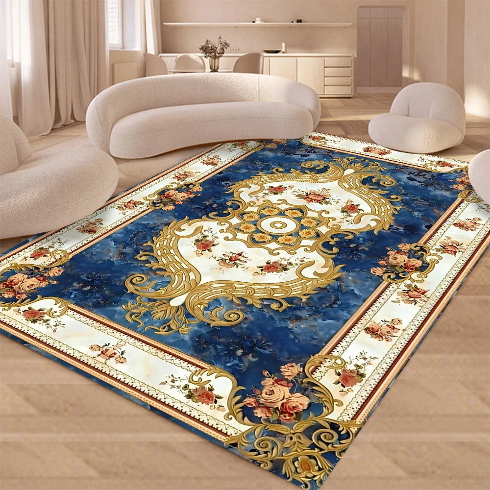 Tappeto Grande Floreale Retrò Europeo Per Soggiorno Tappeto Decorativo Di Lusso Tappetino Morbido Lavabile Antiscivolo