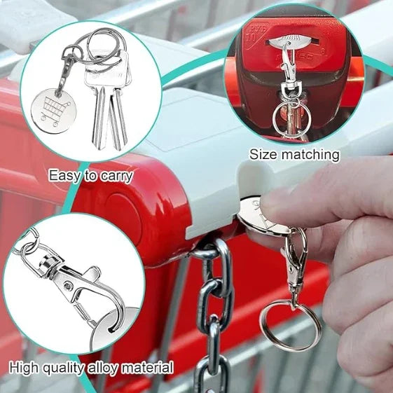 Portachiavi Gettoni Carrello Spesa In Metallo Mini Con Etichetta Monete Per Rimozione Carrello Supermercato Unisex Regali