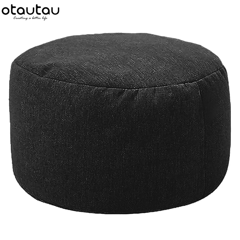 Sgabello Rotondo Diametro 30 Cm Altezza 20 Cm Pouf In Lino Ottomano Con Imbottitura Poggiapiedi Tatami Futon Puff JD001