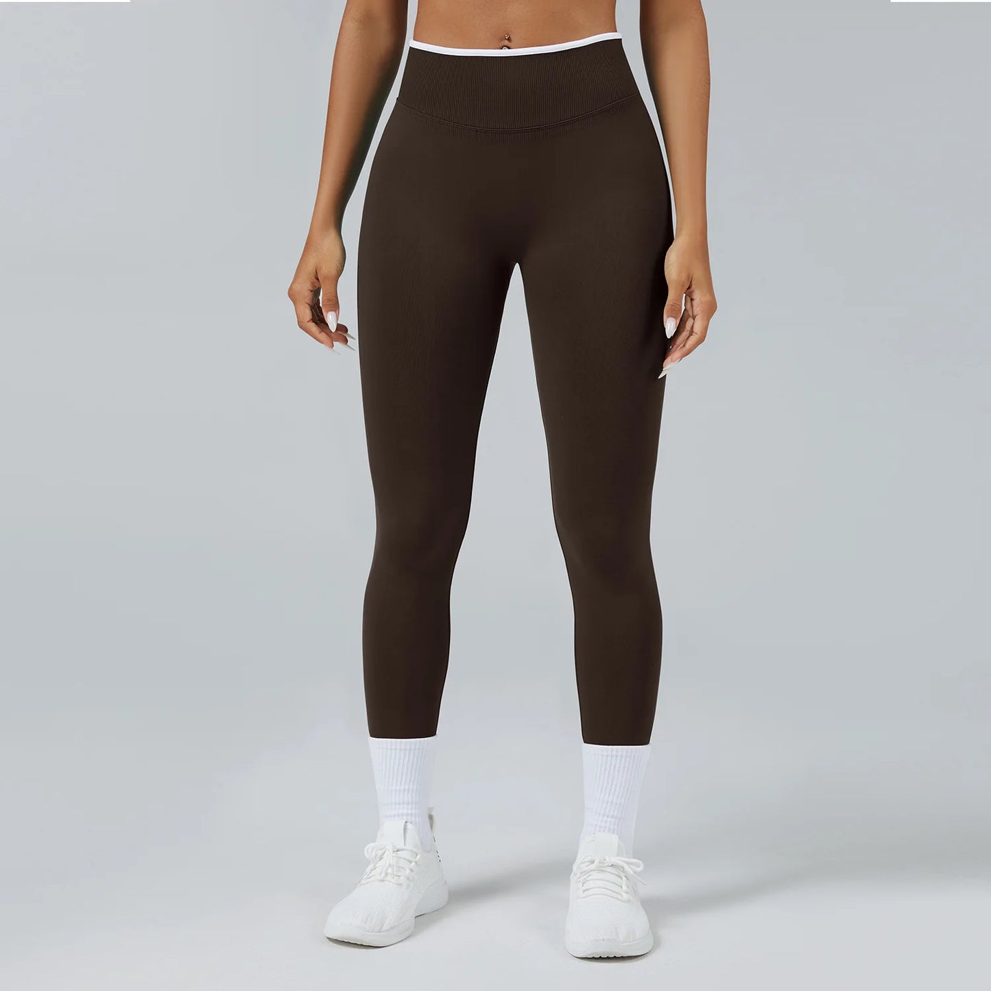 Pantaloni Da Donna Palestra Leggings Da Yoga Senza Cuciture Vita Alta Elasticizzati Per Esercizi Atletici