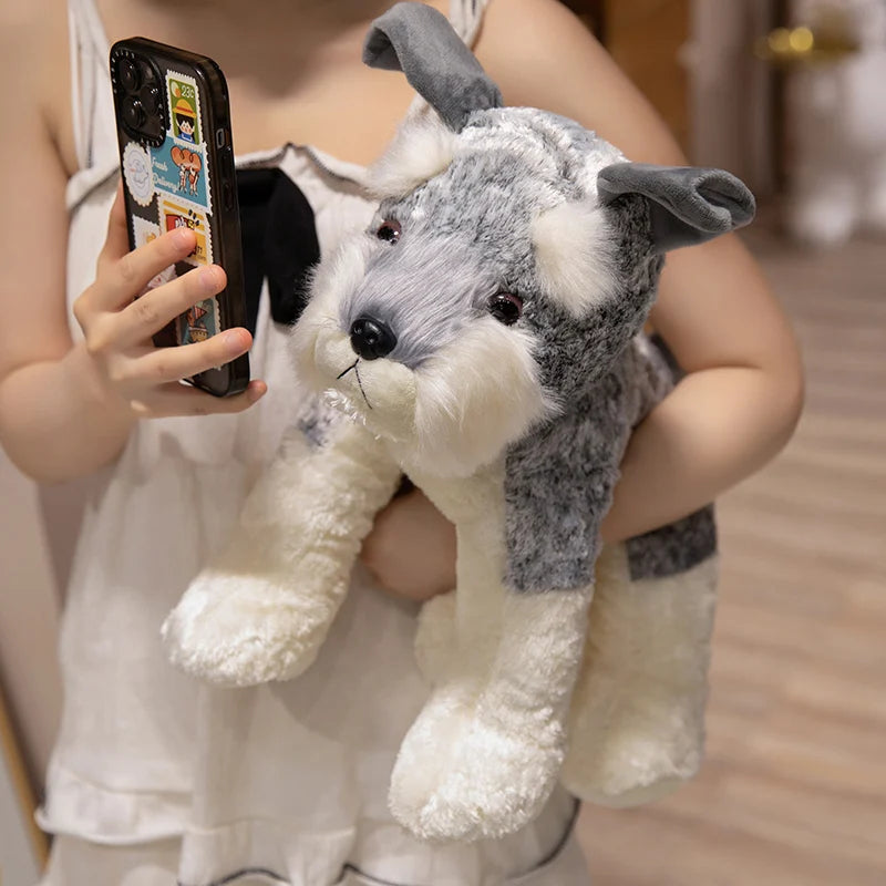 Peluche Schnauzer Cane Morbido 22 30 40 Cm Imbottito Tenero Per Bambini Regalo Natale