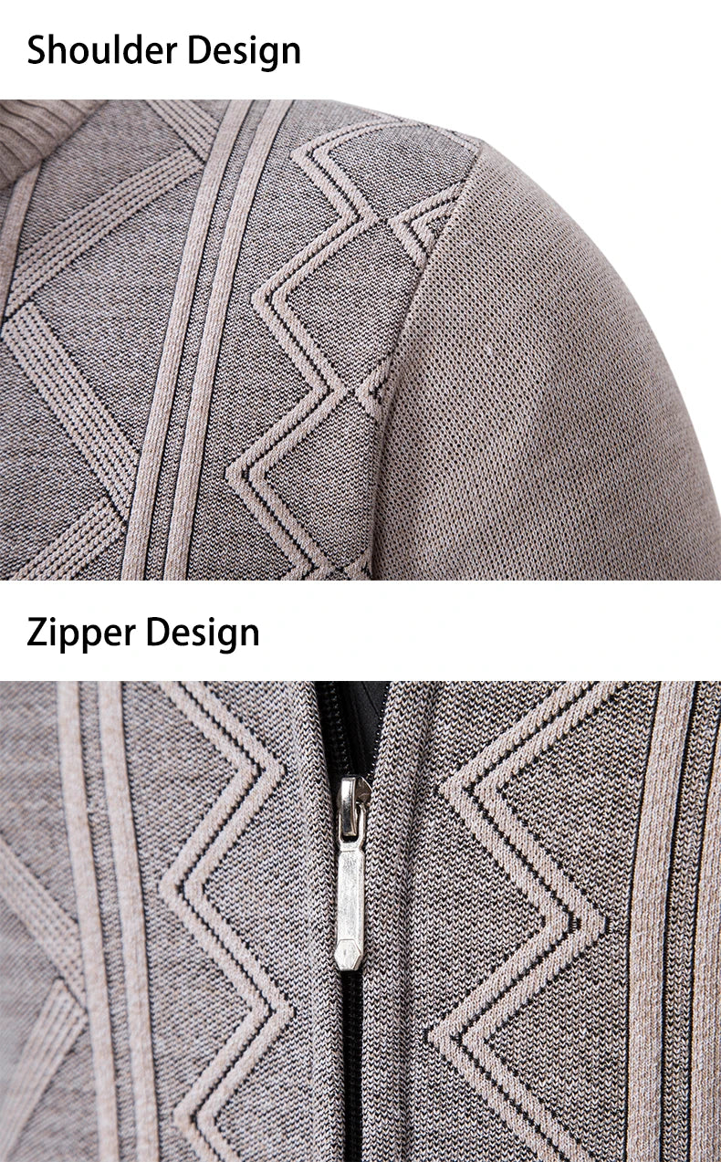 Giacca Ispessita Uomo Autunno Inverno Calda Linea Tendenza Colletto Mandarino Cardigan Lavorato A Maglia Cappotto