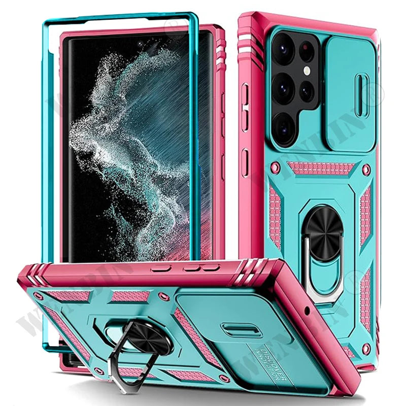 Custodia Resistente Con Cavalletto 360 Gradi Per Samsung S26 Ultra S25 S24 S23 Plus 5G Con Fotocamera Esterna