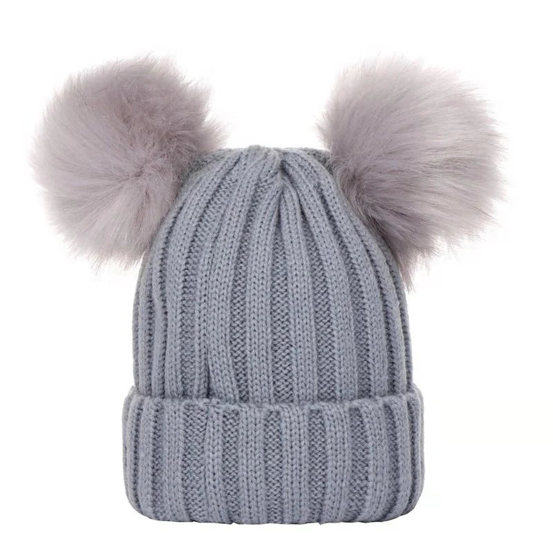 Cappello Invernale Da Donna Lavorato A Maglia Con Pompon In Pelliccia Sintetica Caldo Berretto Natalizio Per Ragazza