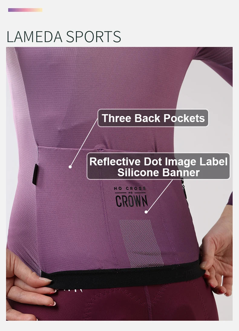 Maglia Da Ciclismo Da Donna Lameda Slim Fit Maniche Lunghe Alta Qualità Da Squadra Professionale