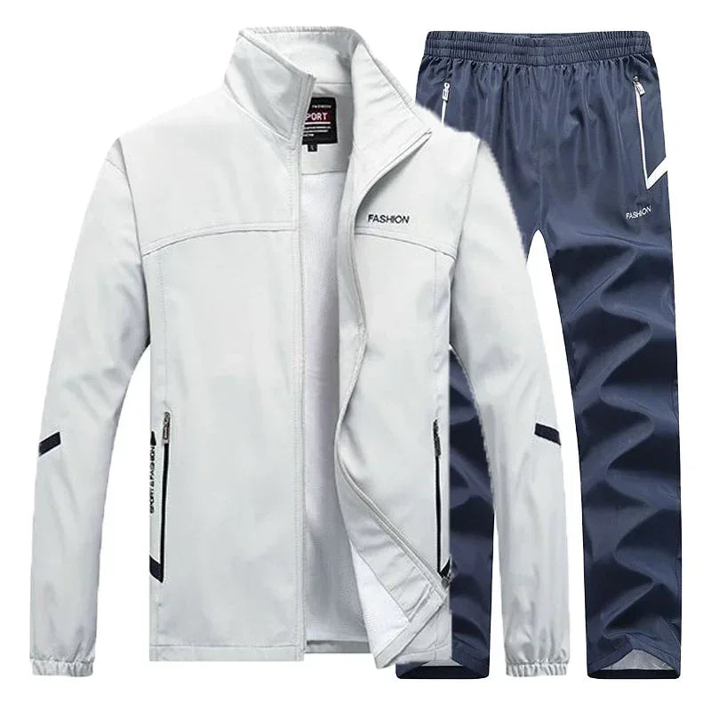 Tuta Sportiva Uomo 2 Pezzi Giacca Con Zip Pantaloni Vita Elastica Allenamento Pallacanestro