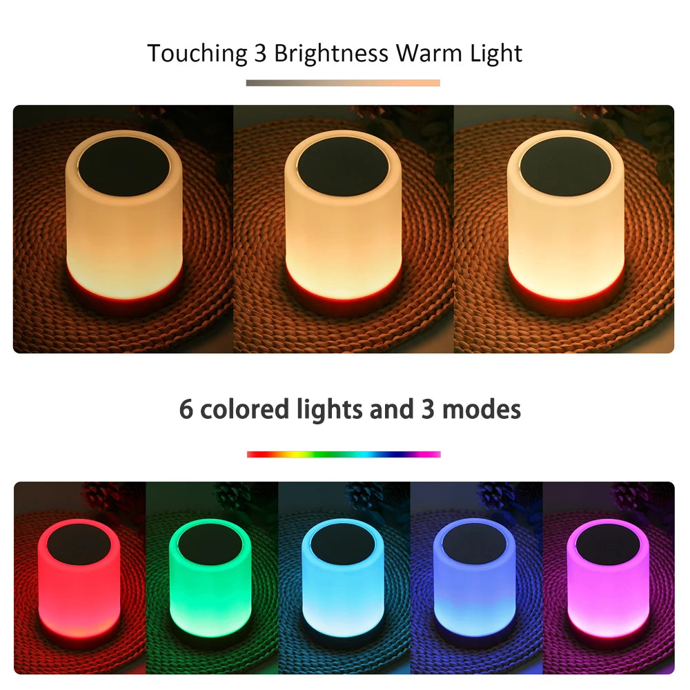 Tocca La Luce Notturna Lampada Da Tavolo Camera Da Letto Luce Colorata Ambientale Cambia Colore Ricarica USB Dimmerabile