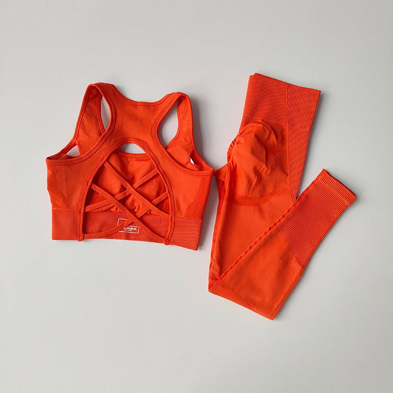 Reggiseno Sportivo Donna 2 Pezzi Set Canotta Fitness Reggiseno Antiurto Leggings Corsa Tuta Yoga Bellissimo Posteriore