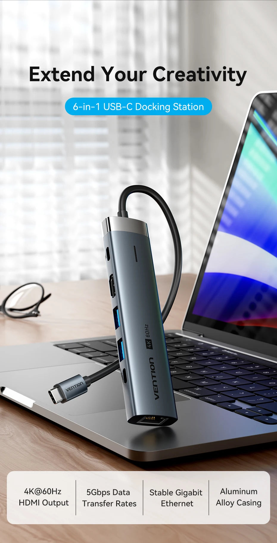 Hub USB C 4K60Hz HDMI RJ45 PD 100W Adattatore Per MacBook iPad Pro Air M2 M1 Samsung USB 3 0