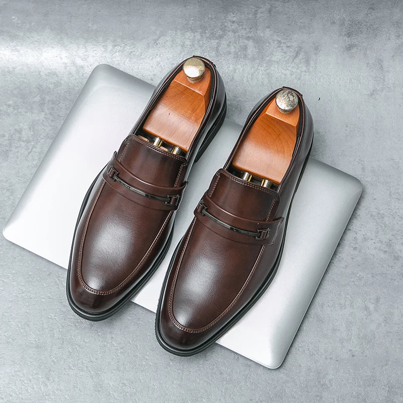 Scarpe Formali In Pelle Da Uomo Mocassini Slip On Classico Punta Tonda Traspirante Antiscivolo Per Ufficio Matrimonio