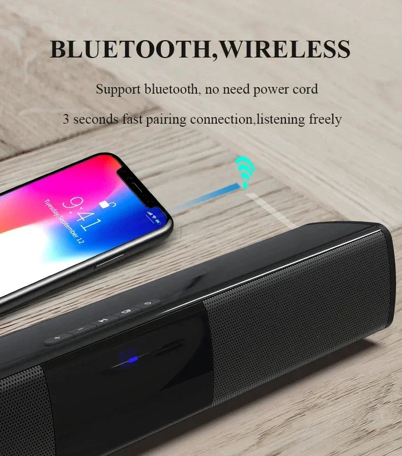 Barra Audio Portatile Potente Altoparlante Bluetooth Senza Fili Surround Stereo Per TV Subwoofer Radio FM Caixa De Som