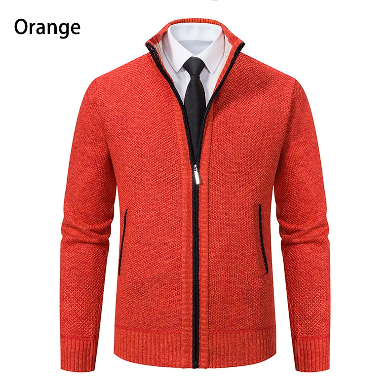 Cappotto Sportivo Casual Da Uomo In Jersey Autunno Inverno Con Colletto Alla Coreana E Cerniera Frontale In Pile
