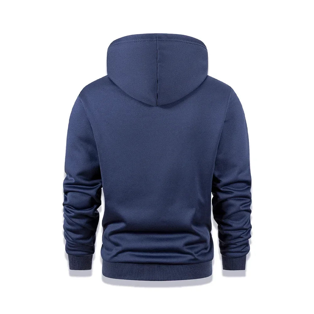 Uomo Felpa Termica Inverno Con Cappuccio Foderata In Pile Caldo Spesso Girocollo Solido Top Abbigliamento Streetwear