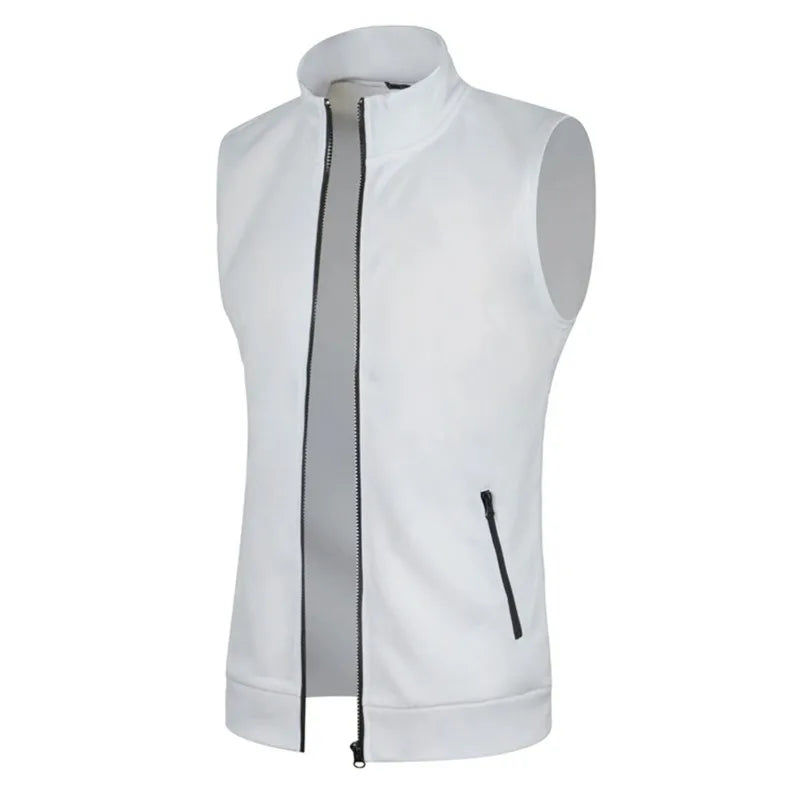 Gilet Senza Maniche Con Cerniera Da Uomo Autunno Traspirante Esterno Streetwear Dolcevita