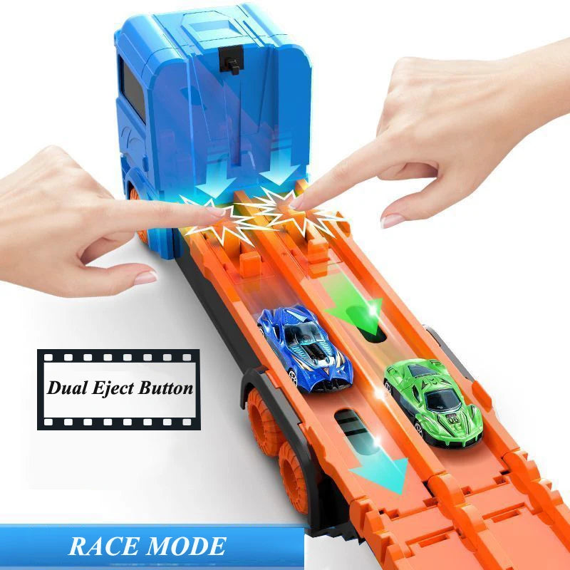 Grande Camion Trasportatore per Auto con Pista Pieghevole Veicolo da Corsa Giochi Competitivi per Bambini Regalo