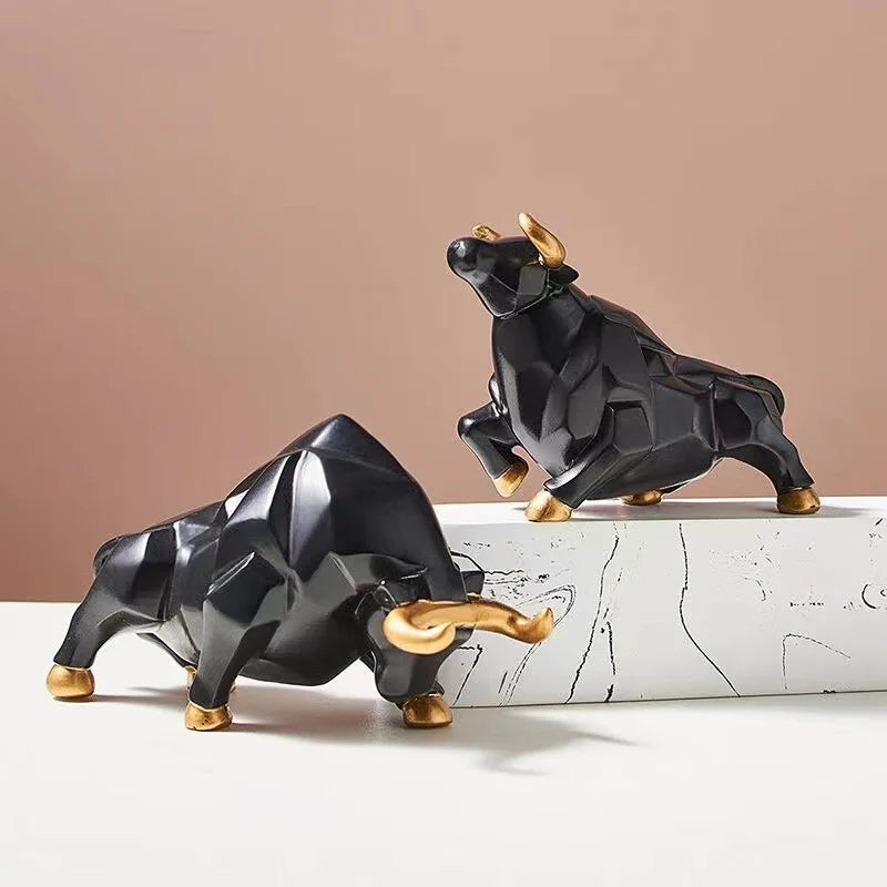 Mini Modello Toro Geometrico In Resina Feng Shui Decorazione Da Interni Wall Street Azioni Figurine