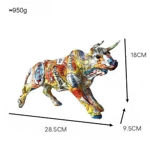 Statua di toro nordico in resina Wall Street Figurine di bue Animali Ornamenti per la casa Graffiti Toro Scultura per interni Decorazioni per la casa