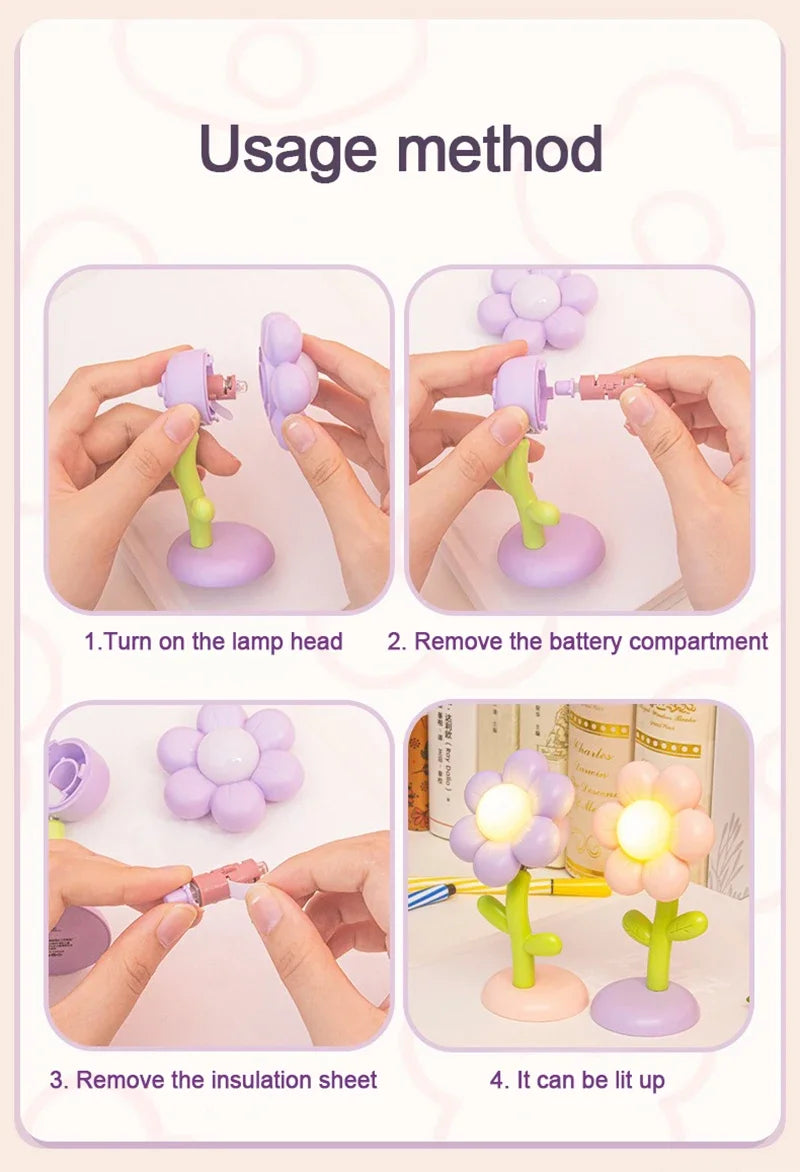 Lampada LED Fiore Notturna Mini Luce Da Tavolo Per Comodino Camera Da Letto Luce Ambientale Giocattolo Per Bambini Regalo