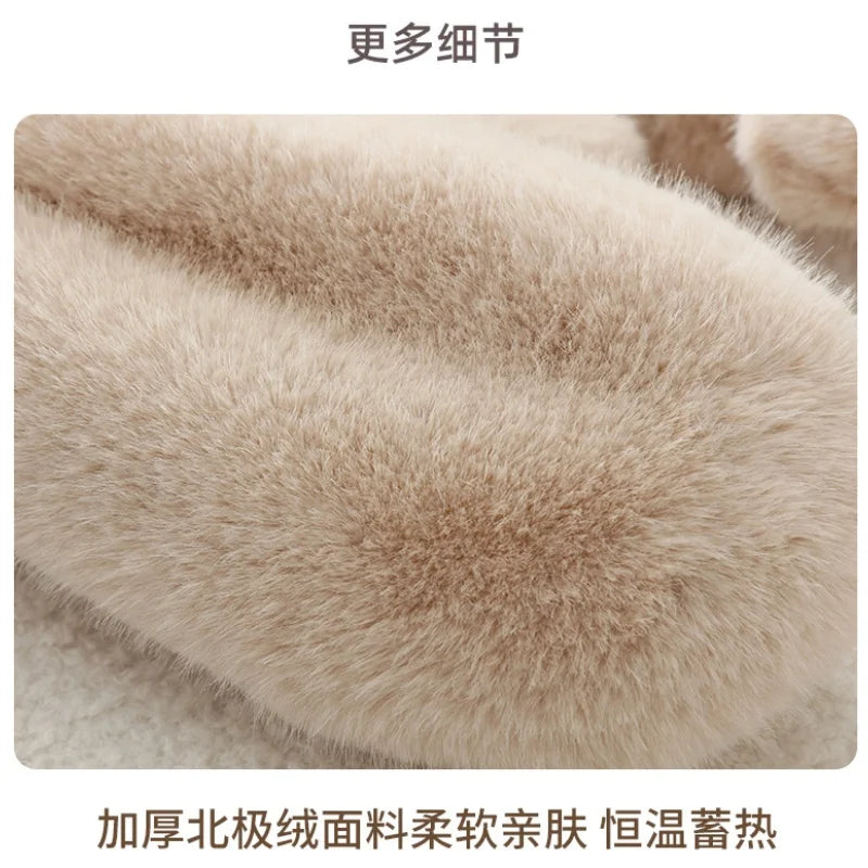 Guanti In Pelliccia Imitazione Coniglio Donna Invernali Antivento Caldi Peluche Spessi Morbidi Con Cashmere Dita Intere